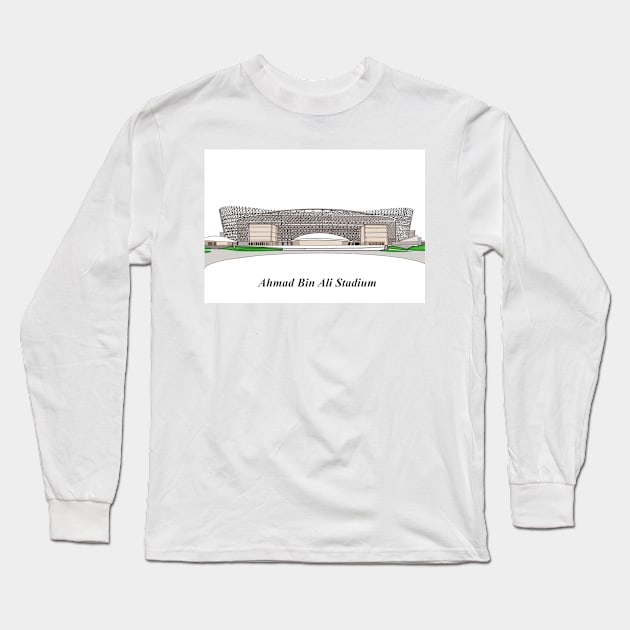 Sketching of Stadium Qatar Long Sleeve T-Shirt by Roza@Artpage